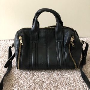 Black faux leather crossbody bag